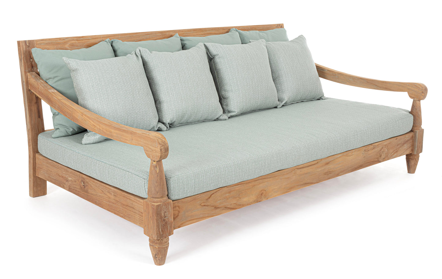 Divano daybed da esterno in legno massiccio di Teak con cuscini