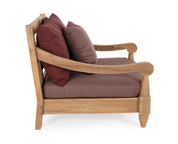 Poltrona in teak con cuscini da esterno