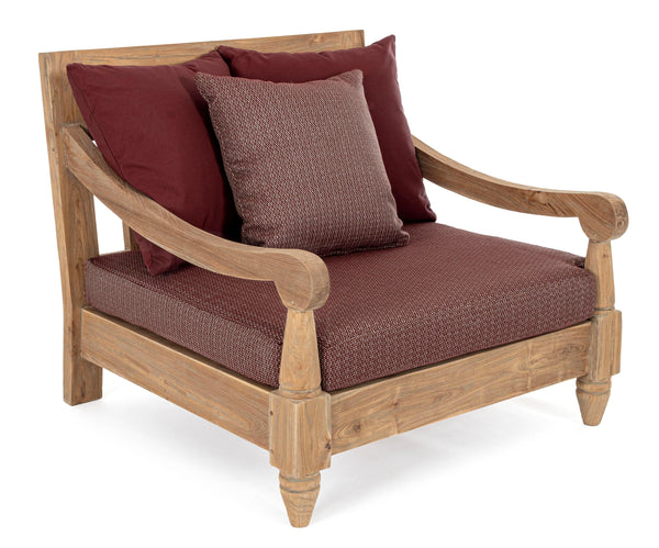 Poltrona in teak con cuscini da esterno
