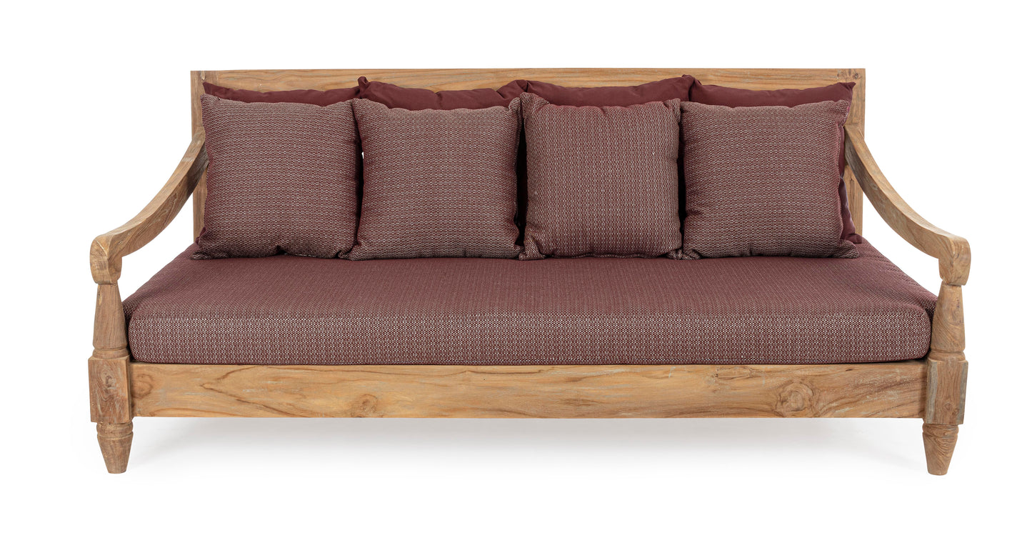 Divano daybed da esterno in legno massiccio di Teak con cuscini
