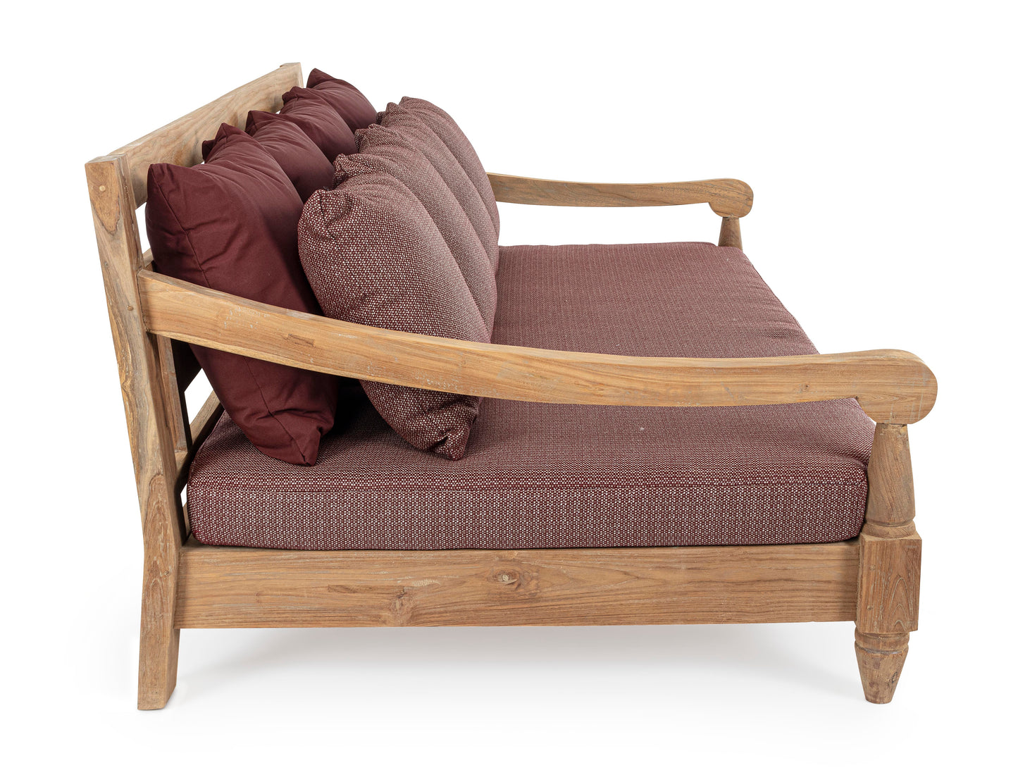 Divano daybed da esterno in legno massiccio di Teak con cuscini