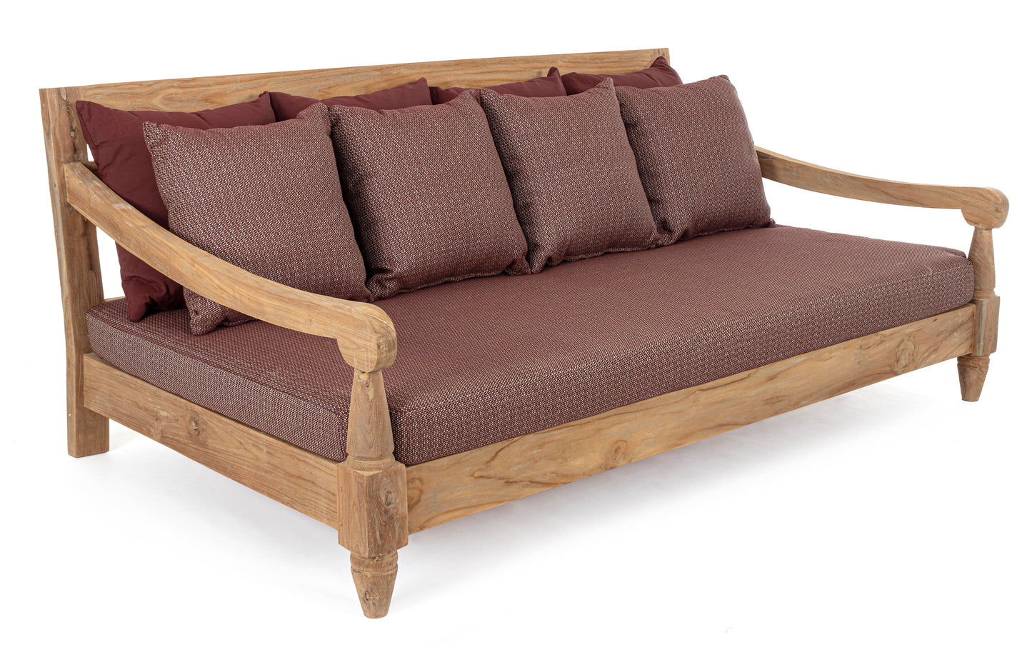 Divano daybed da esterno in legno massiccio di Teak con cuscini