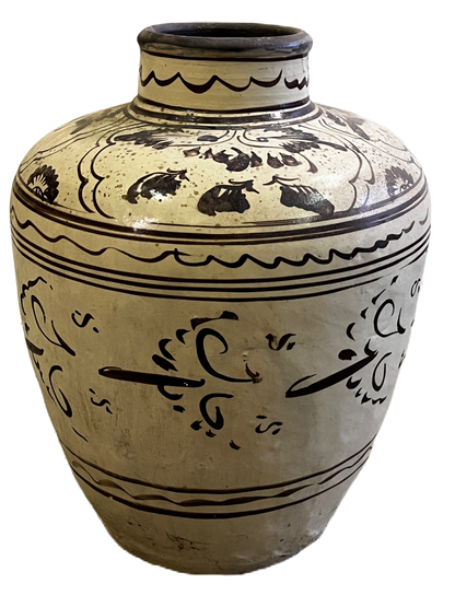 Vaso cinese in terracotta decorata bianco