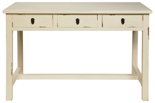 Scrivania vintage cinese 3 cassetti in legno di pioppo laccato bianco