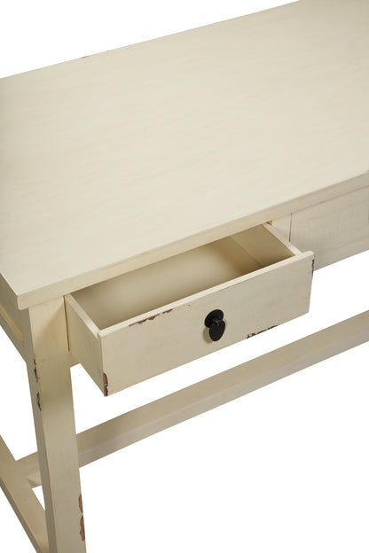 Scrivania vintage cinese 3 cassetti in legno di pioppo laccato bianco