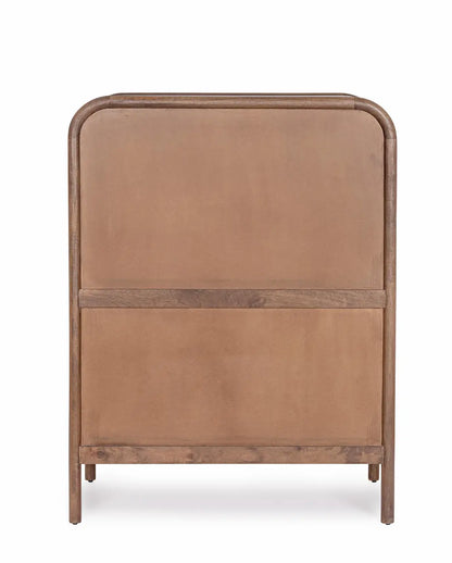 Credenza Alta 4 Ante Vintage Dark in Legno Massiccio di Mango