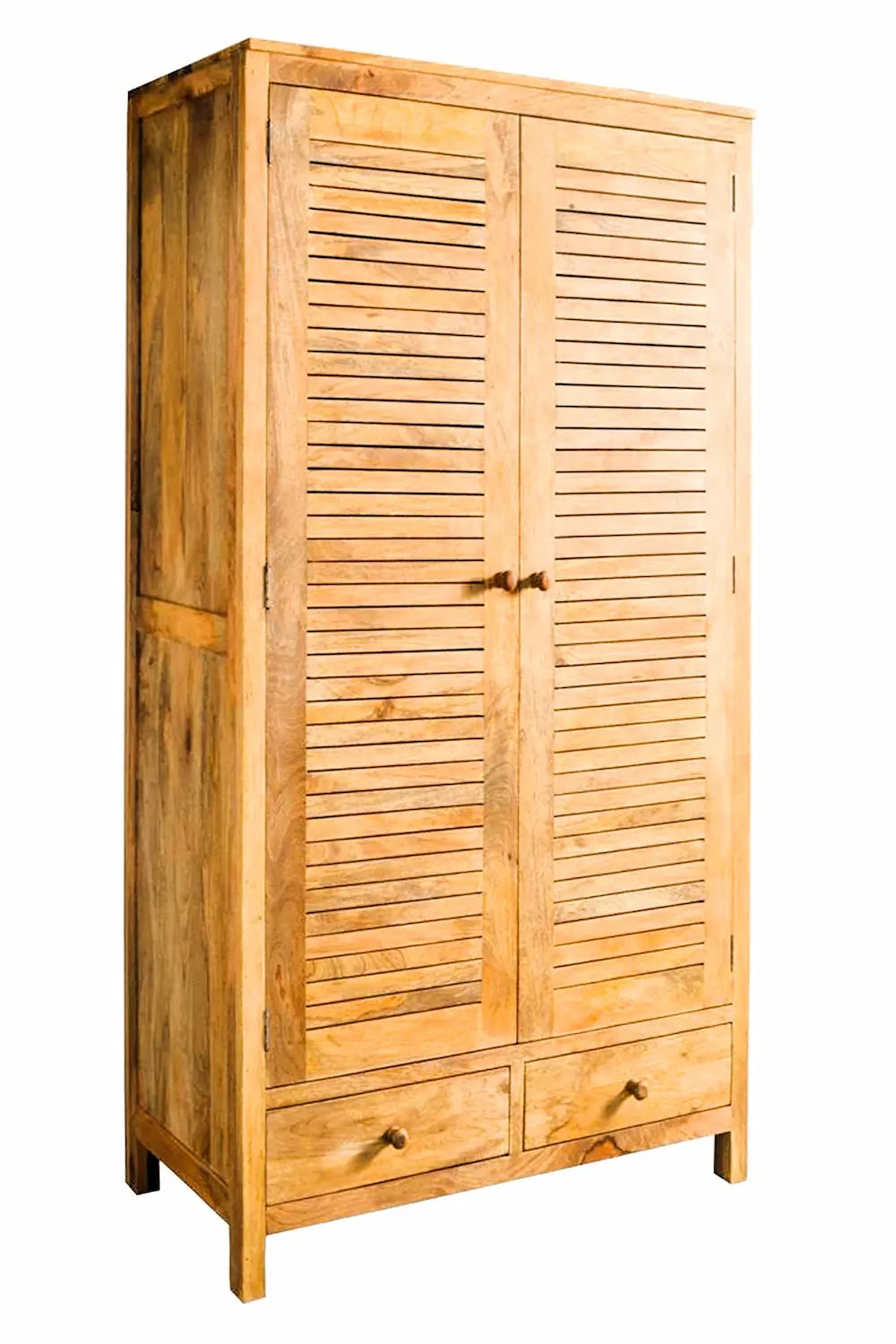Armadio stile persiane vintage in legno massiccio 2 ante 2 cassetti