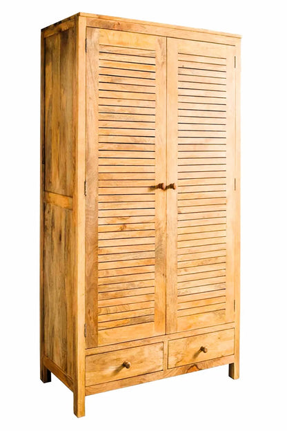 Armadio stile persiane vintage in legno massiccio 2 ante 2 cassetti