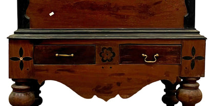 Baule coloniale in teak con intarsio ebano ottone