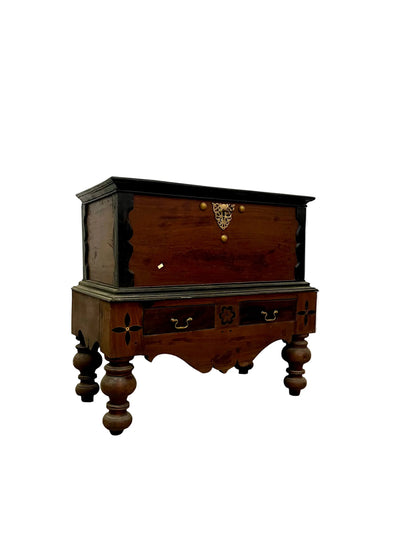 Baule coloniale intarsiato ebano e teak