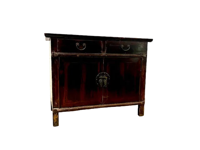 credenza cinese originale legno di cipresso dipinto in lacca vista frontale