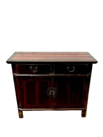 credenza cinese originale legno di cipresso dipinto in lacca vista frontale con piano