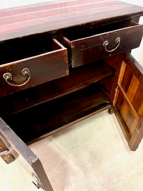 credenza cinese originale legno di cipresso dipinto in lacca vista dettaglio interno