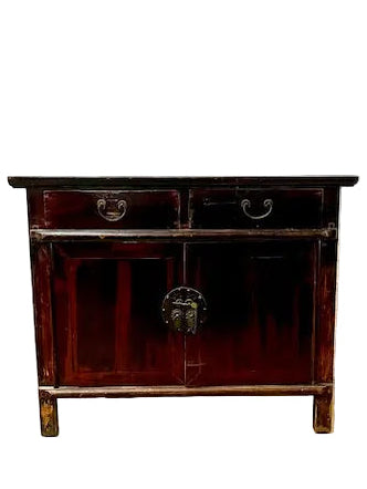 credenza cinese originale legno di cipresso dipinto in lacca vista frontale 