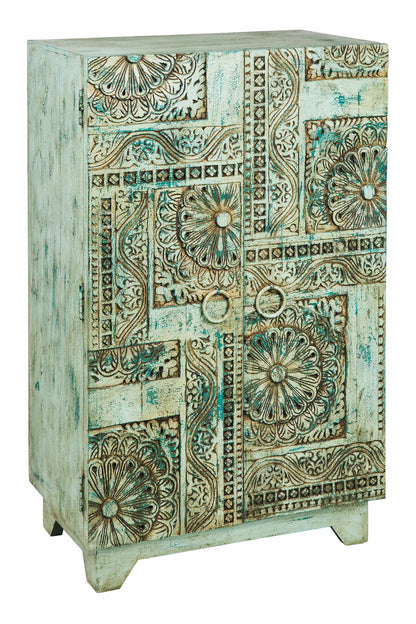 Credenza indiana vecchi timbri legno massiccio dipinta 2 ante