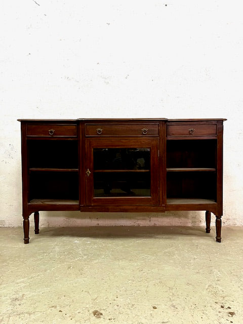 Vetrina console coloniale in legno di teak, vista frontale