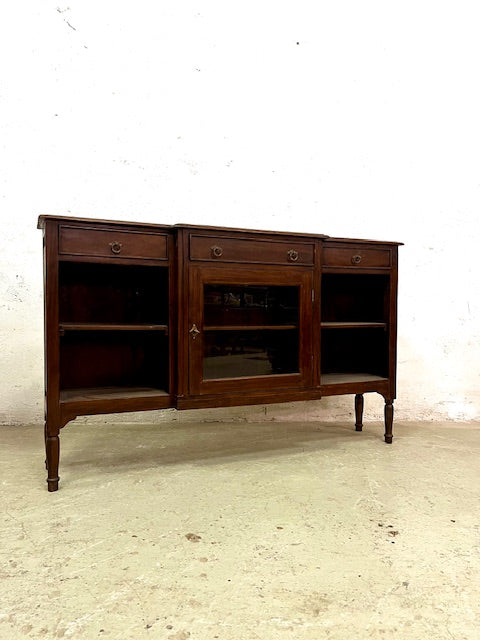 Vetrina console coloniale in teak, vista laterale