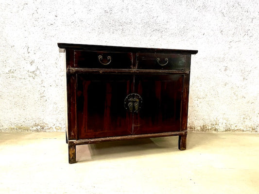 credenza cinese originale legno di cipresso dipinto in lacca vista frontale