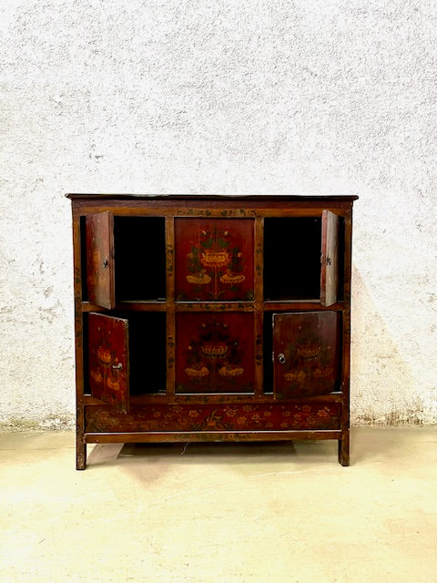 Mobile tibetano originale in legno massiccio dipinto in lacca