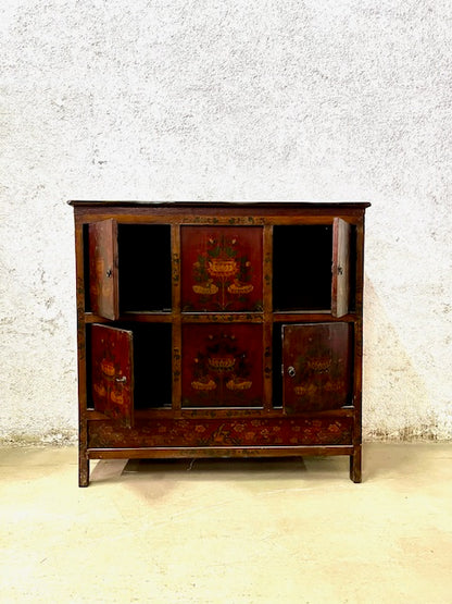 Mobile tibetano originale in legno massiccio dipinto in lacca