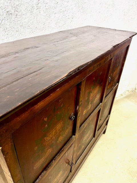 Mobile tibetano originale in legno massiccio dipinto in lacca