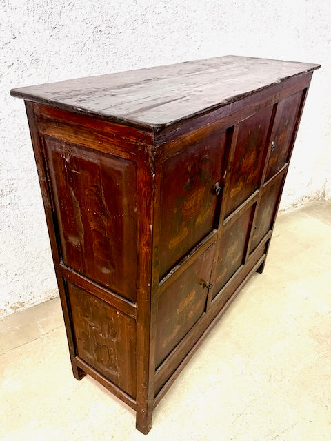 Mobile tibetano originale in legno massiccio dipinto in lacca