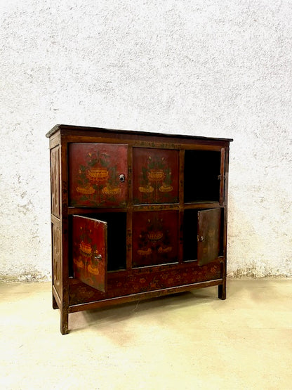 Mobile tibetano originale in legno massiccio dipinto in lacca