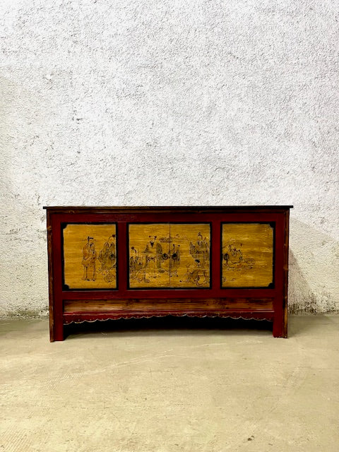 Credenza cinese originale dipinta in legno massiccio