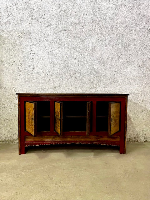 Credenza cinese originale dipinta in legno massiccio