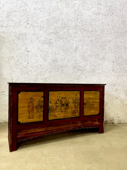 Credenza cinese originale dipinta in legno massiccio