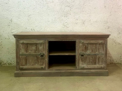 Credenza porta tv etnica India con vecchie ante in Teak