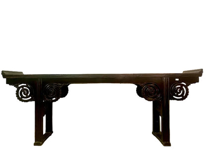 Consolle cinese antica in legno di Olmo laccato