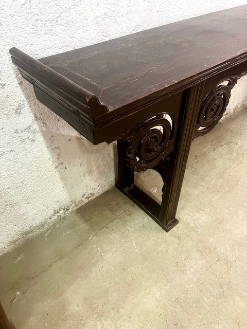Consolle cinese antica in legno di Olmo laccato
