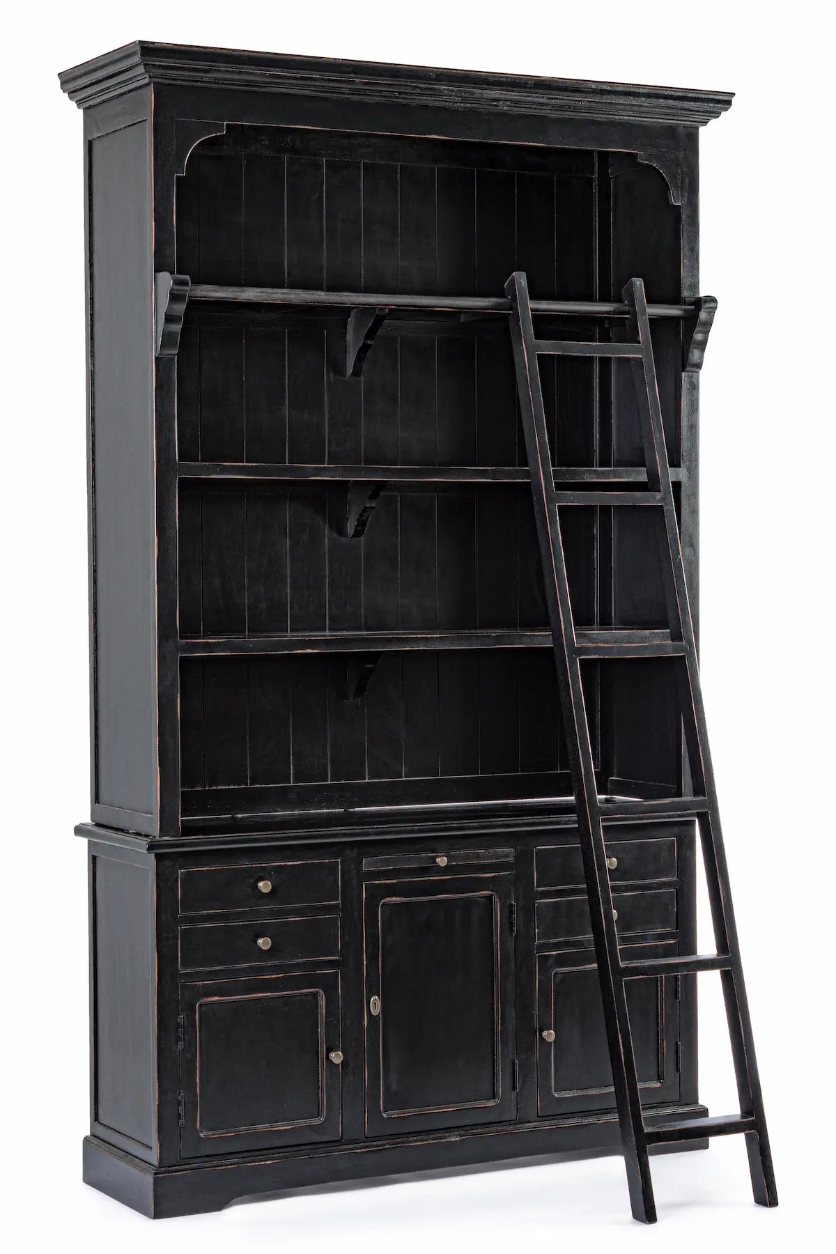 Libreria shabby chic con scala in legno massello