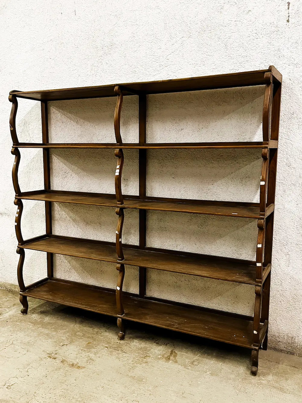 Libreria coloniale indiana originale in Teak biondo pezzo unico