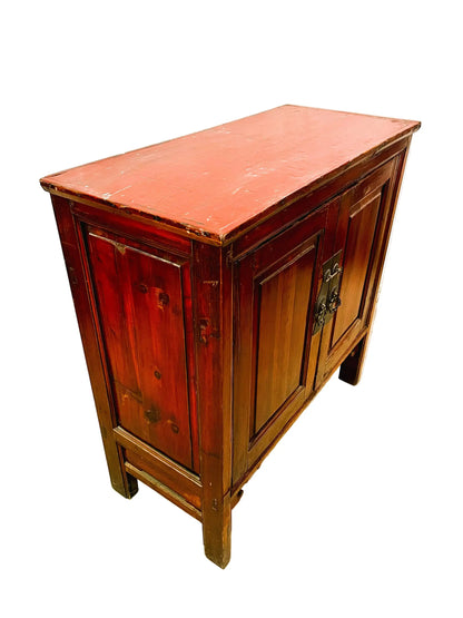 Credenza cinese antica in legno di cipresso maniglie in ottone fianco
