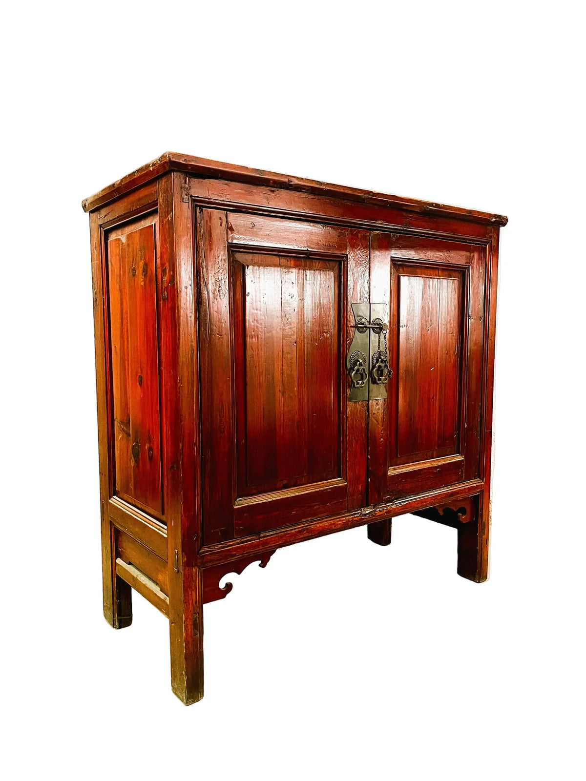 Credenza cinese d'epoca in legno di Cipresso in lacca rossa