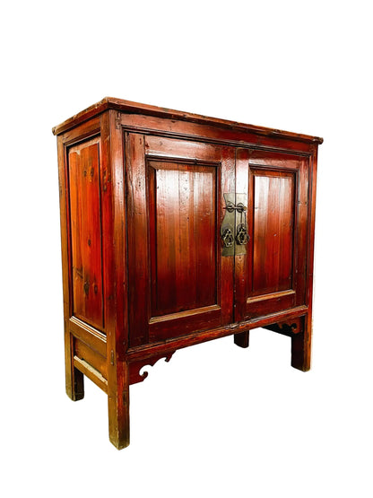 Credenza cinese d'epoca in legno di Cipresso in lacca rossa