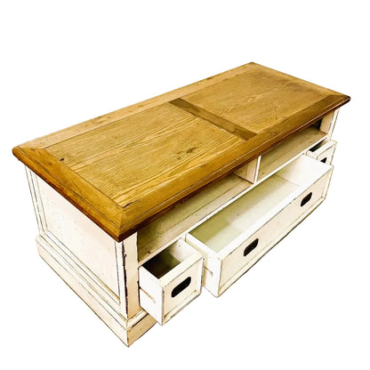 credenza porta tv shabby chic in legno massiccio frontale piano roverenaturale