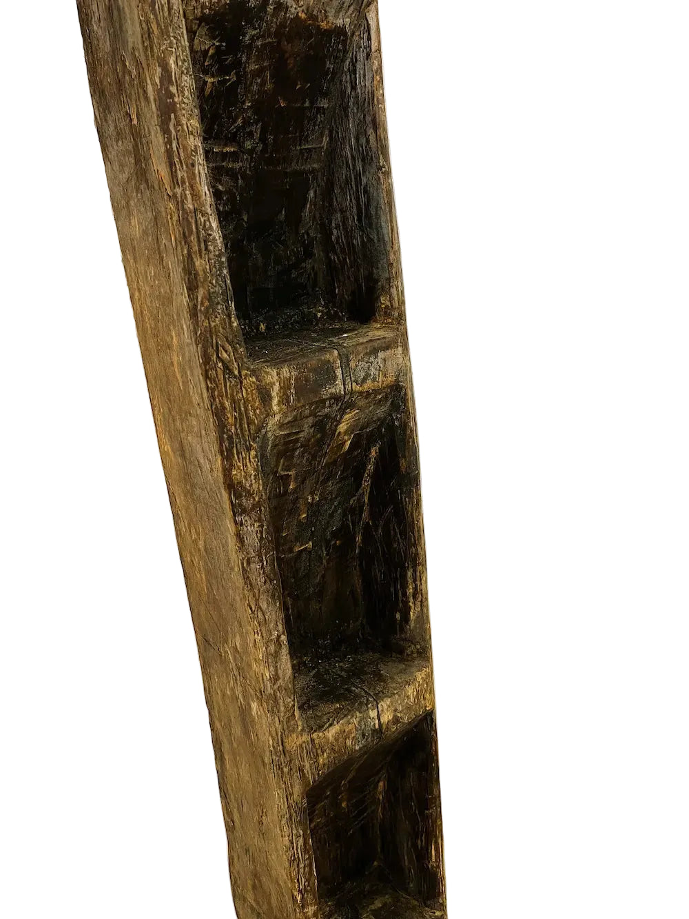 Scaletta nepalese originale in legno massiccio scavato