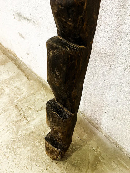 Scaletta nepalese originale in legno massiccio scavato