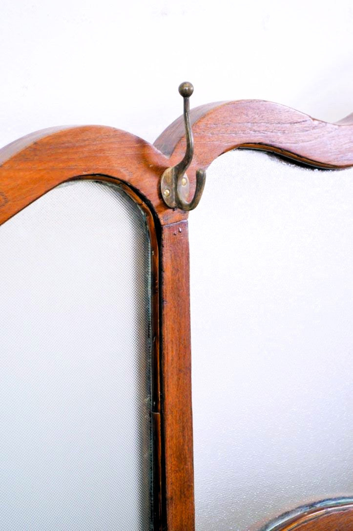 Separe paravento antico liberty coloniale india in teak con appendino