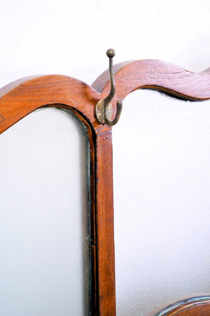 Separe paravento antico liberty coloniale india in teak con appendino
