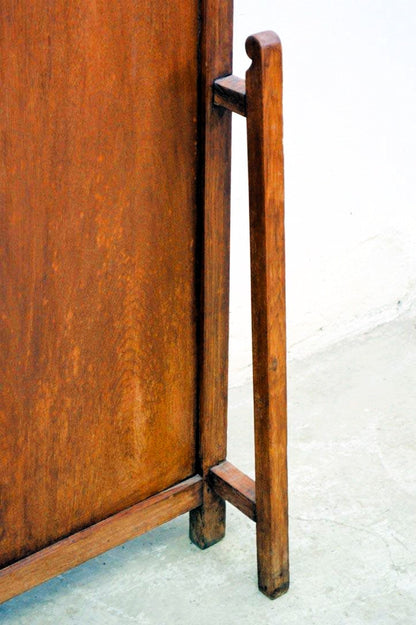 Separe paravento antico liberty coloniale india in teak con appendino