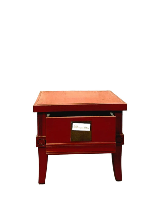 Tavolino cinese in legno laccato con cassetto decorazione ottone