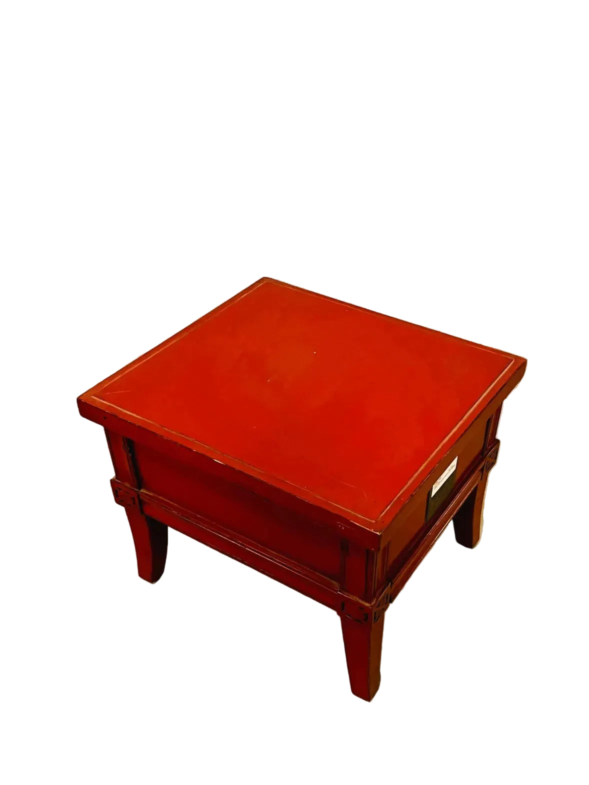 Tavolino cinese in legno laccato con cassetto decorazione ottone