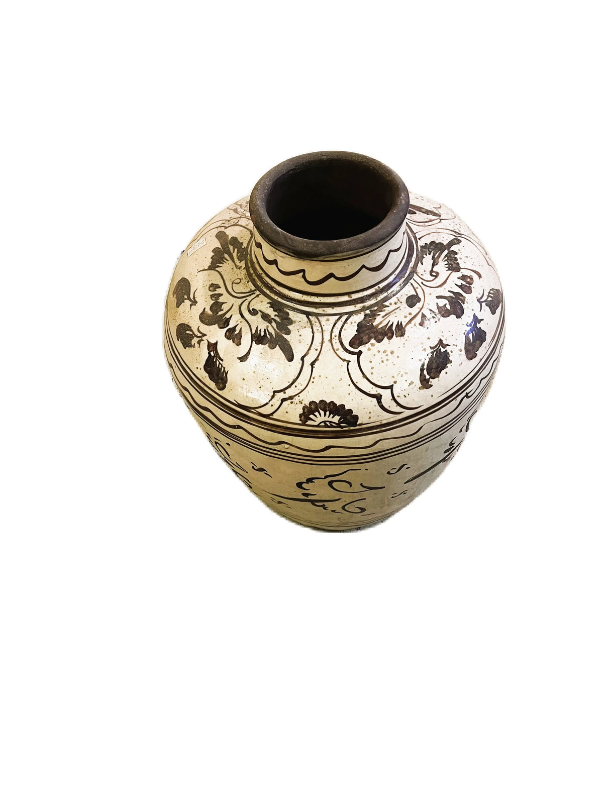 Vaso cinese in terracotta decorata bianco