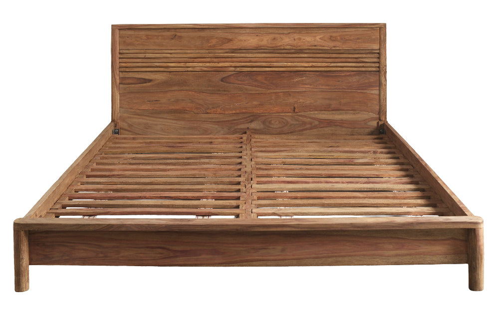 Letto etnico legno massiccio testata alta frontale