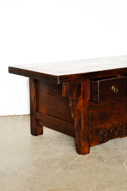Antico Mobiletto altare cinese Shanxi in legno massello di Cipresso 3 cassetti