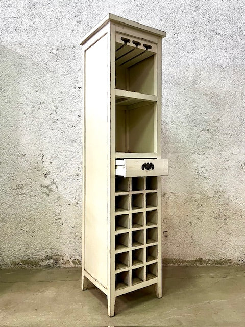 mobile bar porta bottiglie shabby chic in legno massiccio  aperta